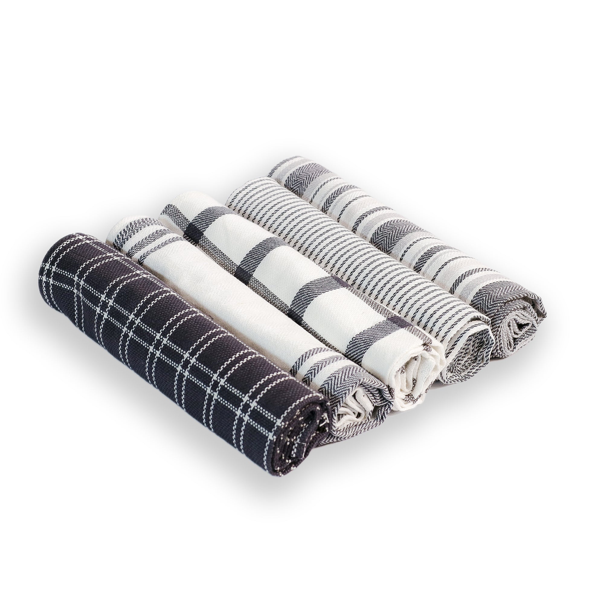 Tea Towels - 100% Cotton Kitchen Tea towels with Highly Super Absorbent Tea Towels set, Soft Hand Towels, Lint Free, Quick Dry, Long Lasting 70 x 50 cm - Pack of 5 (Grey)