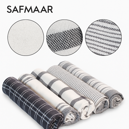 Tea Towels - 100% Cotton Kitchen Tea towels with Highly Super Absorbent  Lint Free,  Long Lasting 70 x 50 cm - Pack of 5 (Grey)