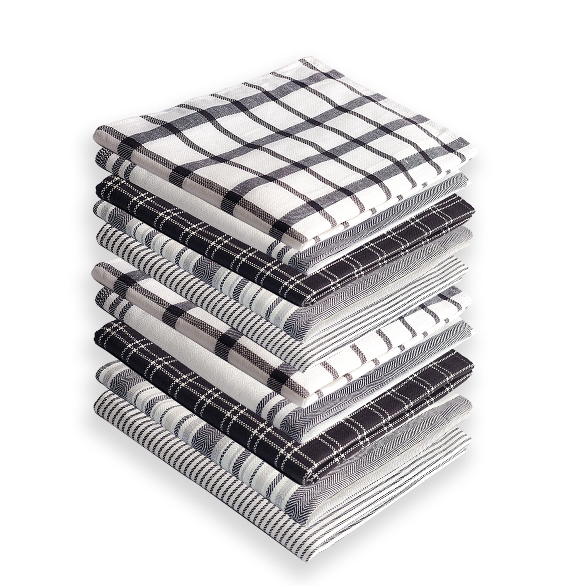 Tea Towels - 100% Cotton Kitchen Tea towels with Highly Super Absorbent Tea Towels set, Soft Hand Towels, Lint Free, Quick Dry, Long Lasting 70 x 50 cm - Pack of 5 (Grey)